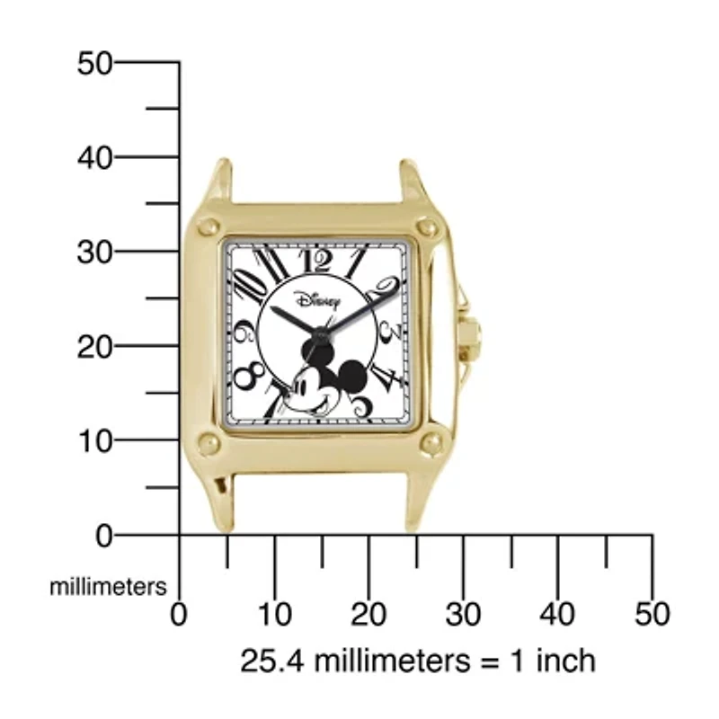 Disney Womens Mickey Mouse Black Leather Strap Watch