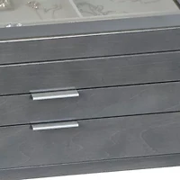 Mele and Co Misty Glass Top Grey Jewelry Box