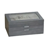 Mele and Co Misty Glass Top Grey Jewelry Box