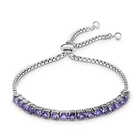 Womens Genuine Purple Amethyst Sterling Silver Bolo Bracelet