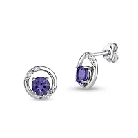 Genuine Purple Amethyst Sterling Silver 10mm Stud Earrings