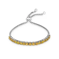 Womens Genuine Yellow Citrine Sterling Silver Bolo Bracelet