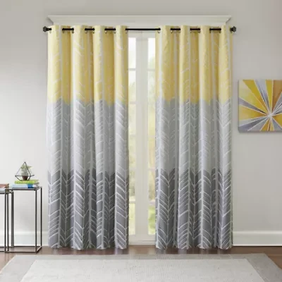 Intelligent Design Kennedy Geometric 50"W X 84"L Grommet Top 100% Blackout Single Curtain Panel