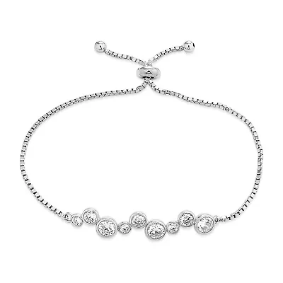 Womens 4 1/4 CT. T.W. Cubic Zirconia Sterling Silver Bolo Bracelet
