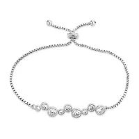 Womens 4 1/4 CT. T.W. Cubic Zirconia Sterling Silver Bolo Bracelet