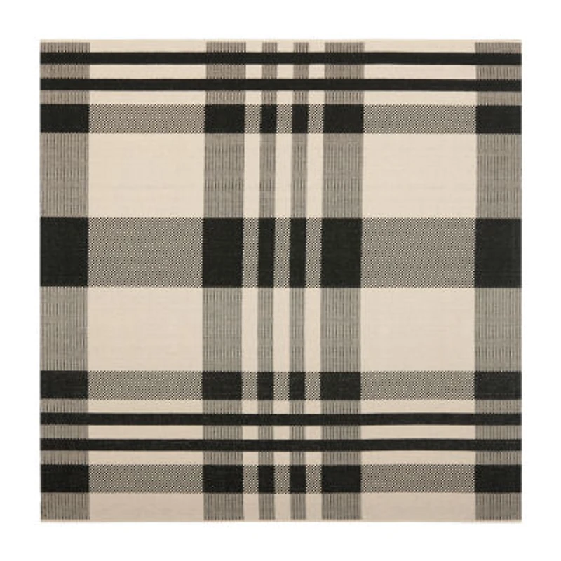 Safavieh Courtyard Collection Cori Plaid Indoor/Outdoor Square Area Rug