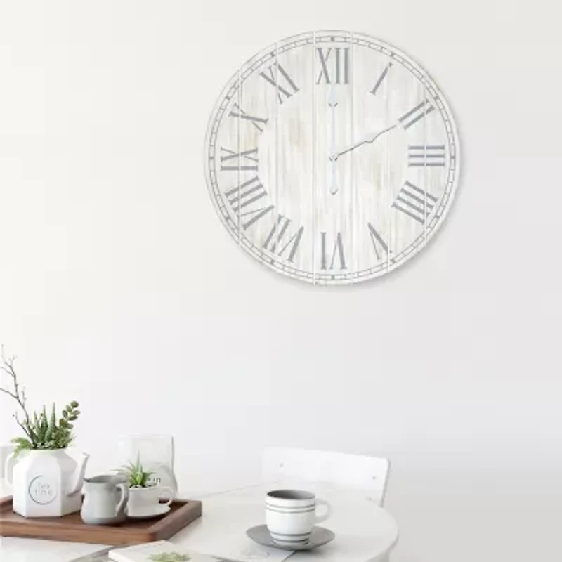 All the Rages Elegant Designs Wood Plank 23" Large Rustic Coastal Wall Clock
