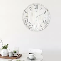 All the Rages Elegant Designs Wood Plank 23" Large Rustic Coastal Wall Clock