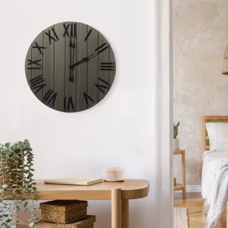 All the Rages Elegant Designs Handsome 21" Rustic Farmhouse Wood Wall Clock