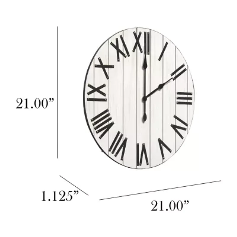 All the Rages Elegant Designs Handsome 21" Rustic Farmhouse Wood Wall Clock