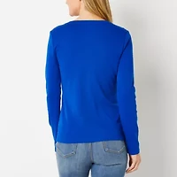 Liz Claiborne Womens V Neck Long Sleeve T-Shirt