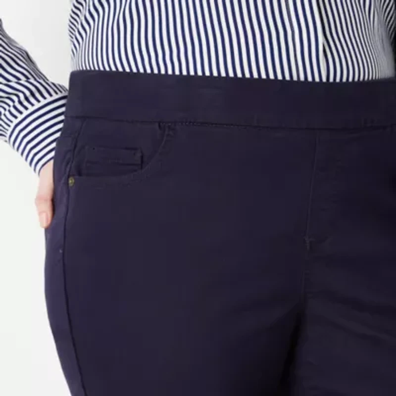 Liz Claiborne Womens Amber Mid Rise Slim Pull-On Pants - Plus