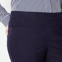 Liz Claiborne Womens Amber Mid Rise Slim Pull-On Pants - Plus