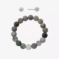 Sparkle Allure Stretch Bracelet & Stud Earring Womens Multi Color Jasper Pure Silver Over Brass 2-pc. Jewelry Set
