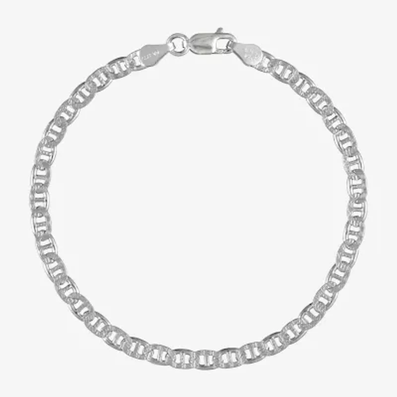 Made in Italy Womens Sterling Silver 7.5 Inch Solid Link Chain Bracelet
