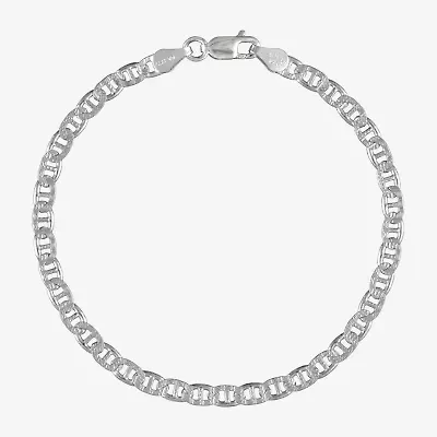 Made in Italy Womens Sterling Silver 7.5 Inch Solid Link Chain Bracelet