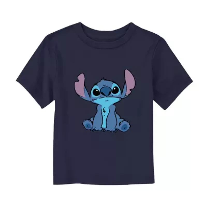 Disney Collection Toddler Unisex Crew Neck Short Sleeve Regular Fit Lilo & Stitch Graphic T-Shirt