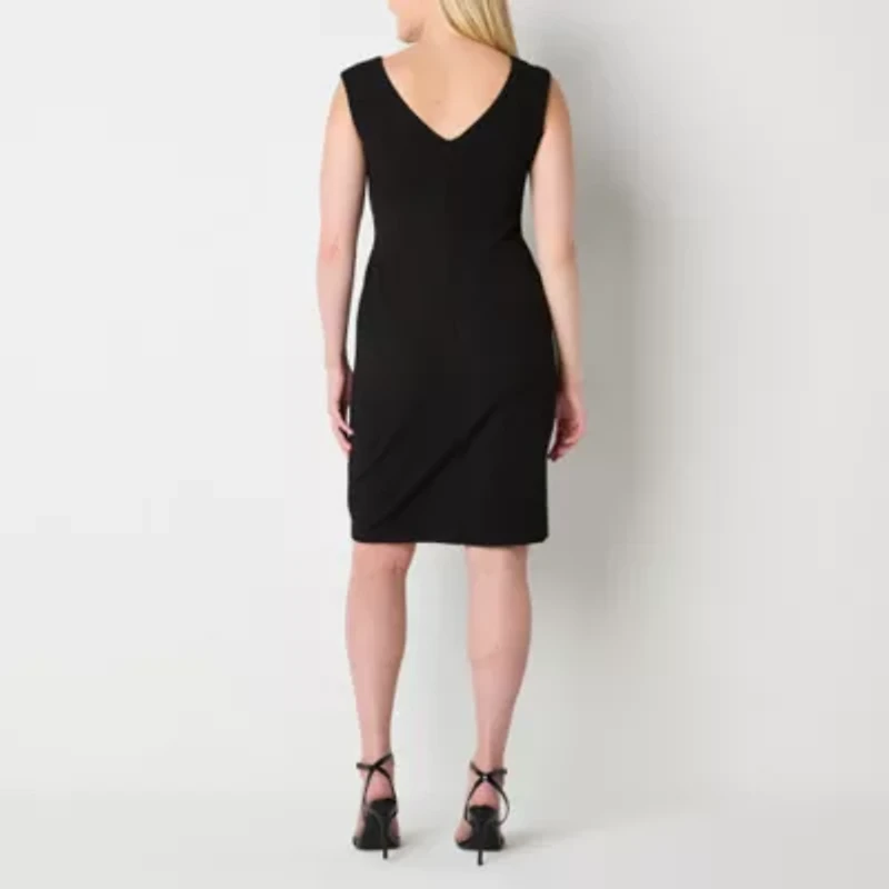 Connected Apparel Womens Round Neck Sleeveless Sheath Dress