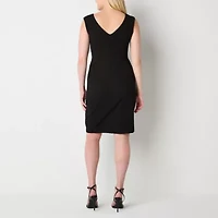 Connected Apparel Womens Round Neck Sleeveless Sheath Dress
