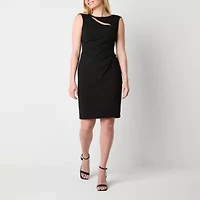 Connected Apparel Womens Round Neck Sleeveless Sheath Dress