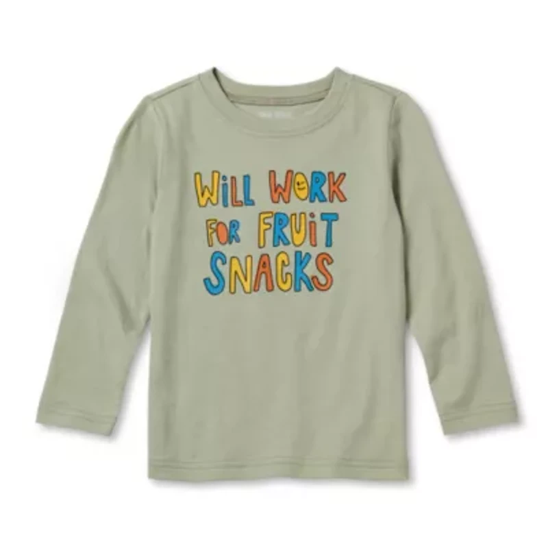 Okie Dokie Toddler & Little Boys Crew Neck Long Sleeve Regular Fit Graphic T-Shirt