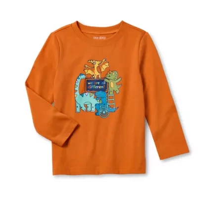 Okie Dokie Toddler & Little Boys Crew Neck Long Sleeve Regular Fit Graphic T-Shirt