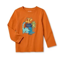 Okie Dokie Toddler & Little Boys Crew Neck Long Sleeve Regular Fit Graphic T-Shirt