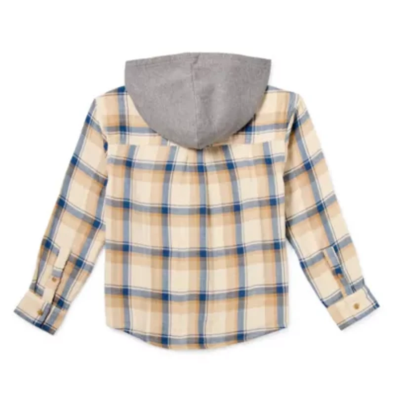 Thereabouts Little & Big Kid Boys Hooded Long Sleeve Hooded Regular Fit Flannel Shirt