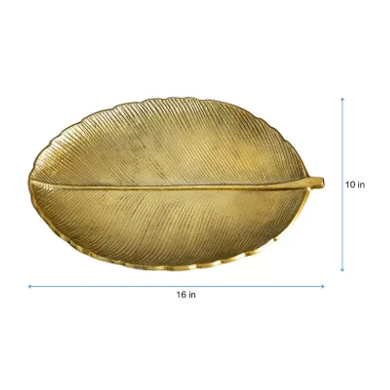Nearly Natural 16" Gold Leaf Decorative Tray
