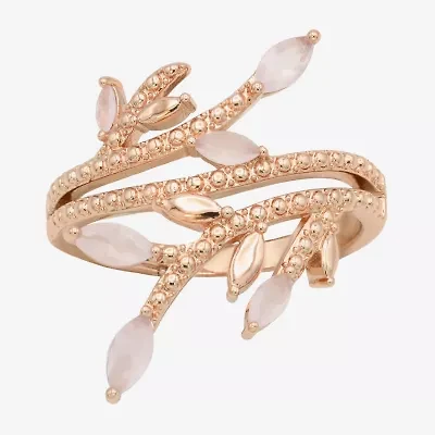 Sparkle Allure Womens Pink Crystal 18K Rose Gold Over Brass Bypass  Cocktail Ring