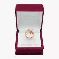 Sparkle Allure Womens Pink Crystal 18K Rose Gold Over Brass Bypass  Cocktail Ring