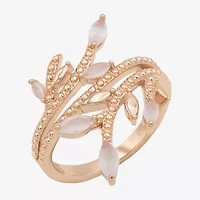 Sparkle Allure Womens Pink Crystal 18K Rose Gold Over Brass Bypass  Cocktail Ring