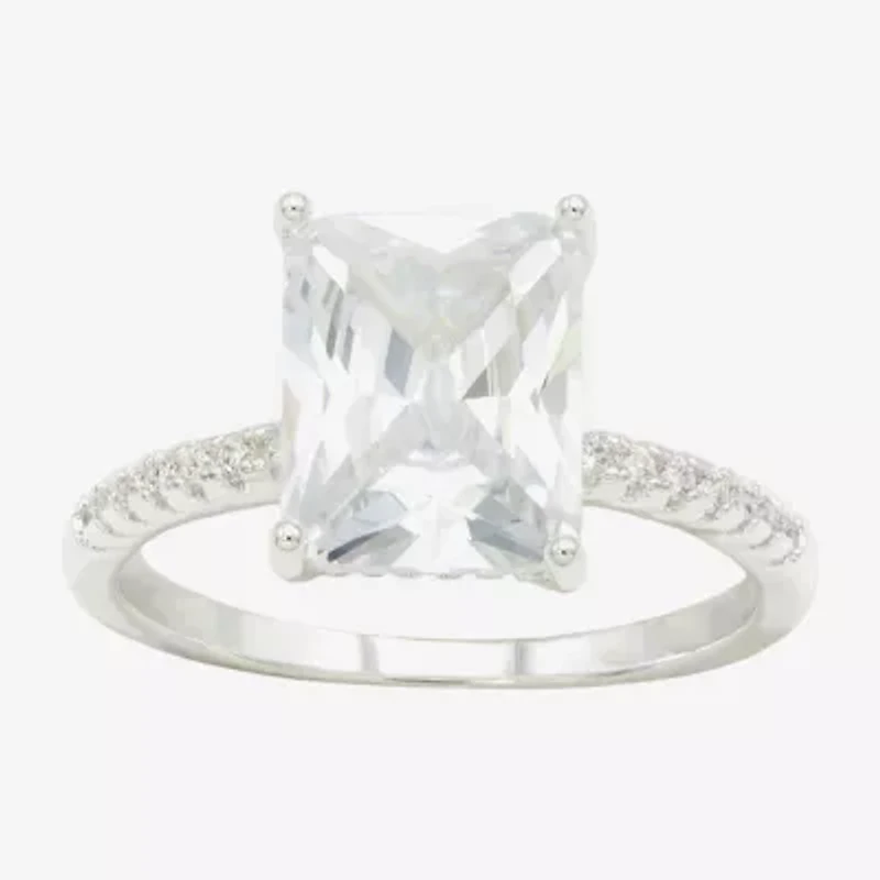 Sparkle Allure Womens Cubic Zirconia Pure Silver Over Brass Engagement Ring