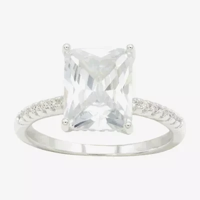 Sparkle Allure Womens Cubic Zirconia Pure Silver Over Brass Engagement Ring