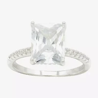 Sparkle Allure Womens Cubic Zirconia Pure Silver Over Brass Engagement Ring