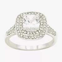 Sparkle Allure Womens Cubic Zirconia Pure Silver Over Brass Halo Engagement Ring