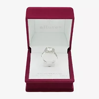 Sparkle Allure Womens Cubic Zirconia Pure Silver Over Brass Halo Engagement Ring