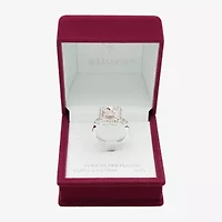 Sparkle Allure Womens Crystal Pure Silver Over Brass Halo Cocktail Ring