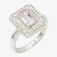 Sparkle Allure Womens Crystal Pure Silver Over Brass Halo Cocktail Ring