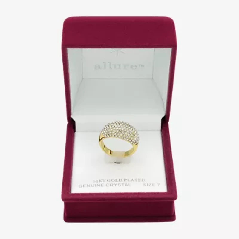 Sparkle Allure Womens Crystal 14K Gold Over Brass Cluster Cocktail Ring