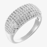 Sparkle Allure Womens Crystal Pure Silver Over Brass Cluster Cocktail Ring
