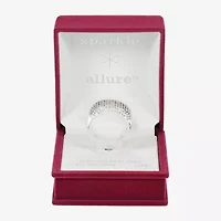 Sparkle Allure Womens Crystal Pure Silver Over Brass Cluster Cocktail Ring