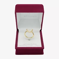 Sparkle Allure Womens White Mother Of Pearl 14K Gold Over Brass Heart Cocktail Ring