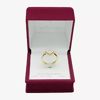 Sparkle Allure Womens Cubic Zirconia 14K Gold Over Brass Pure Silver Heart Cocktail Ring