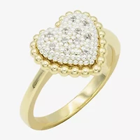 Sparkle Allure Womens Cubic Zirconia 14K Gold Over Brass Pure Silver Heart Cocktail Ring