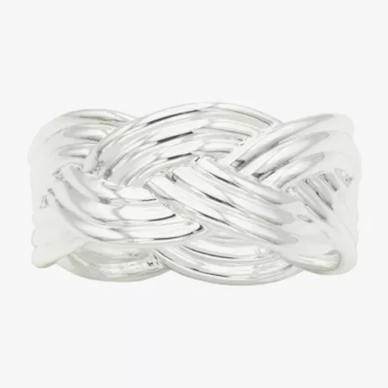 Sparkle Allure Womens 25MM Pure Silver Over Brass Crossover Band