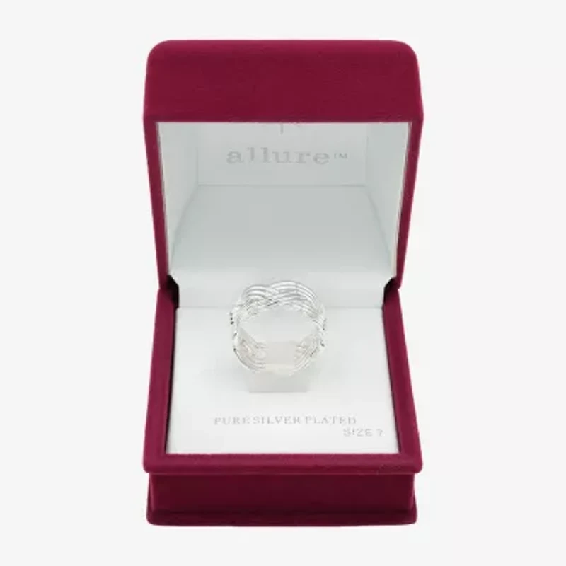 Sparkle Allure Womens 25MM Pure Silver Over Brass Crossover Band