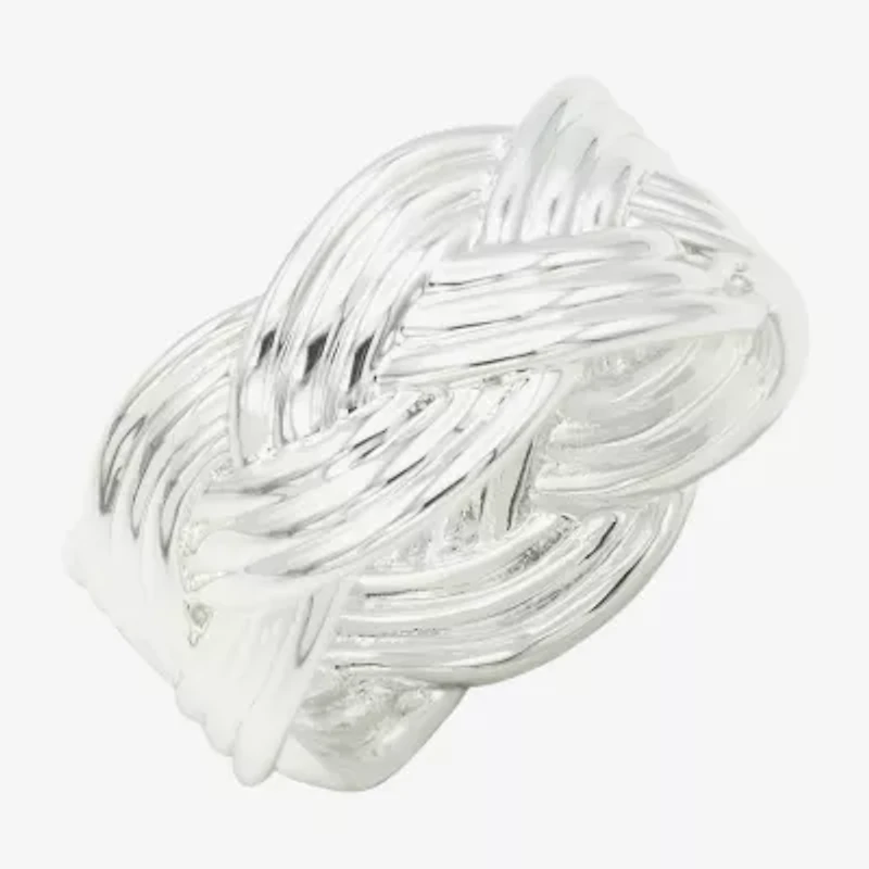 Sparkle Allure Womens 25MM Pure Silver Over Brass Crossover Band