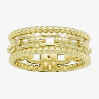 Sparkle Allure Stack Link Womens 7MM 14K Gold Over Brass Band