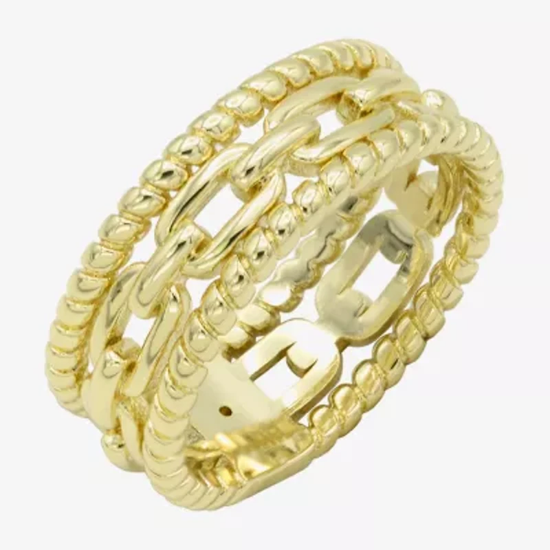 Sparkle Allure Stack Link Womens 7MM 14K Gold Over Brass Band